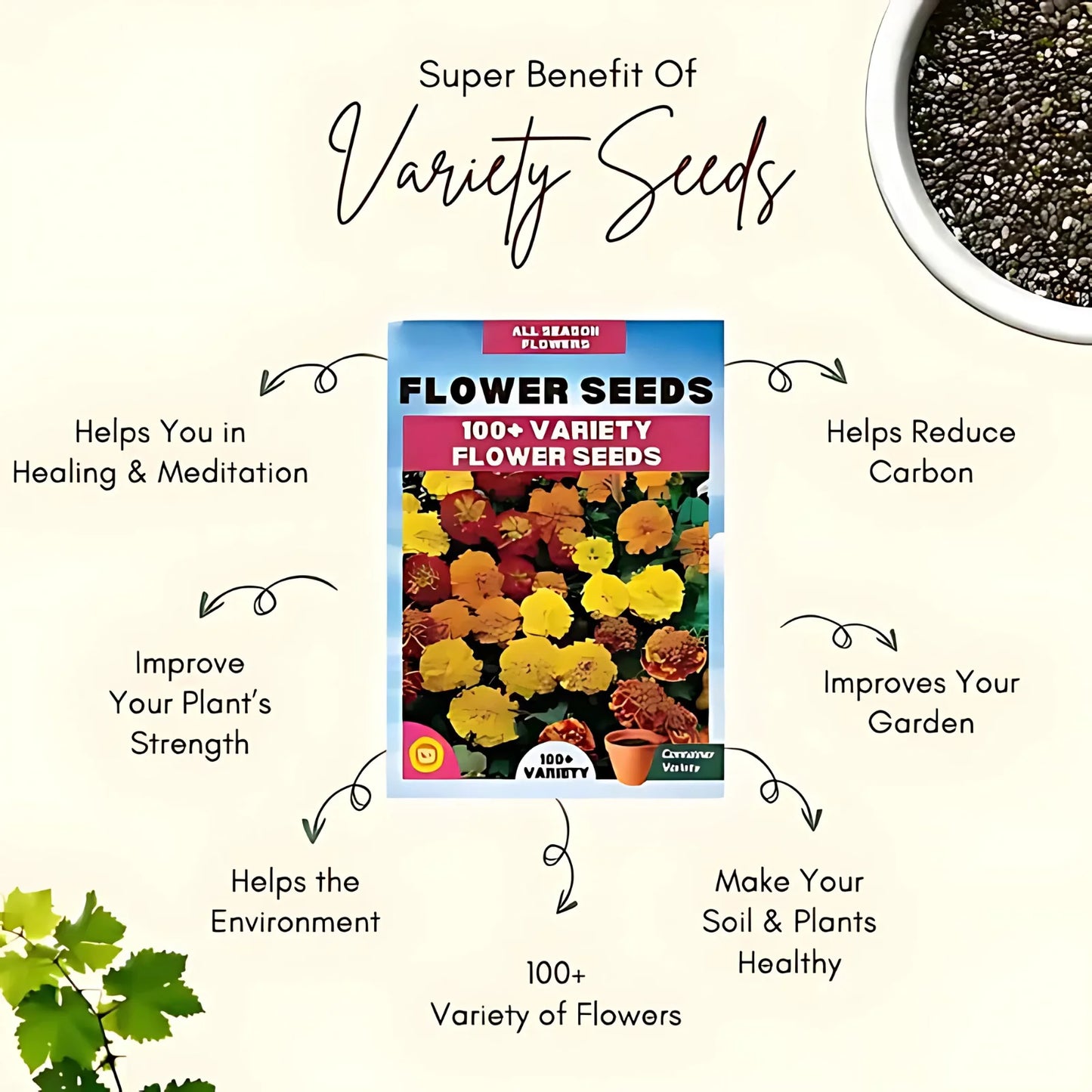 All Season Mixed Flower Seed Collection (Pack of 100) And Get Plant Growth Supplement Free